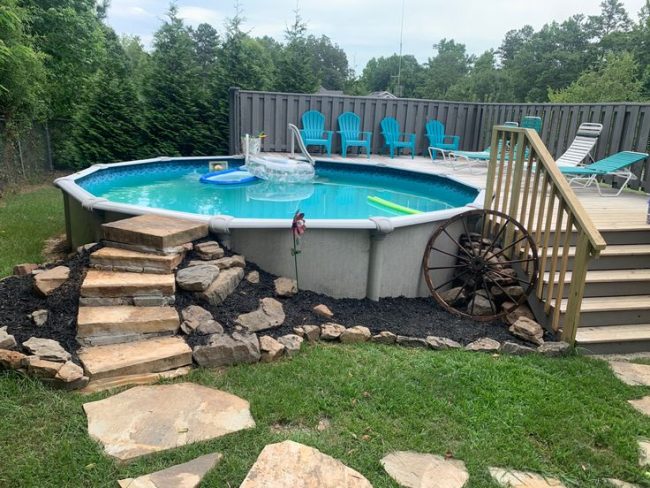 backyard above ground swimming pool