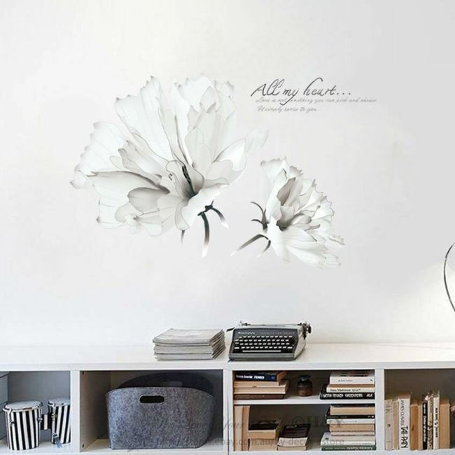 white flower removable decal
